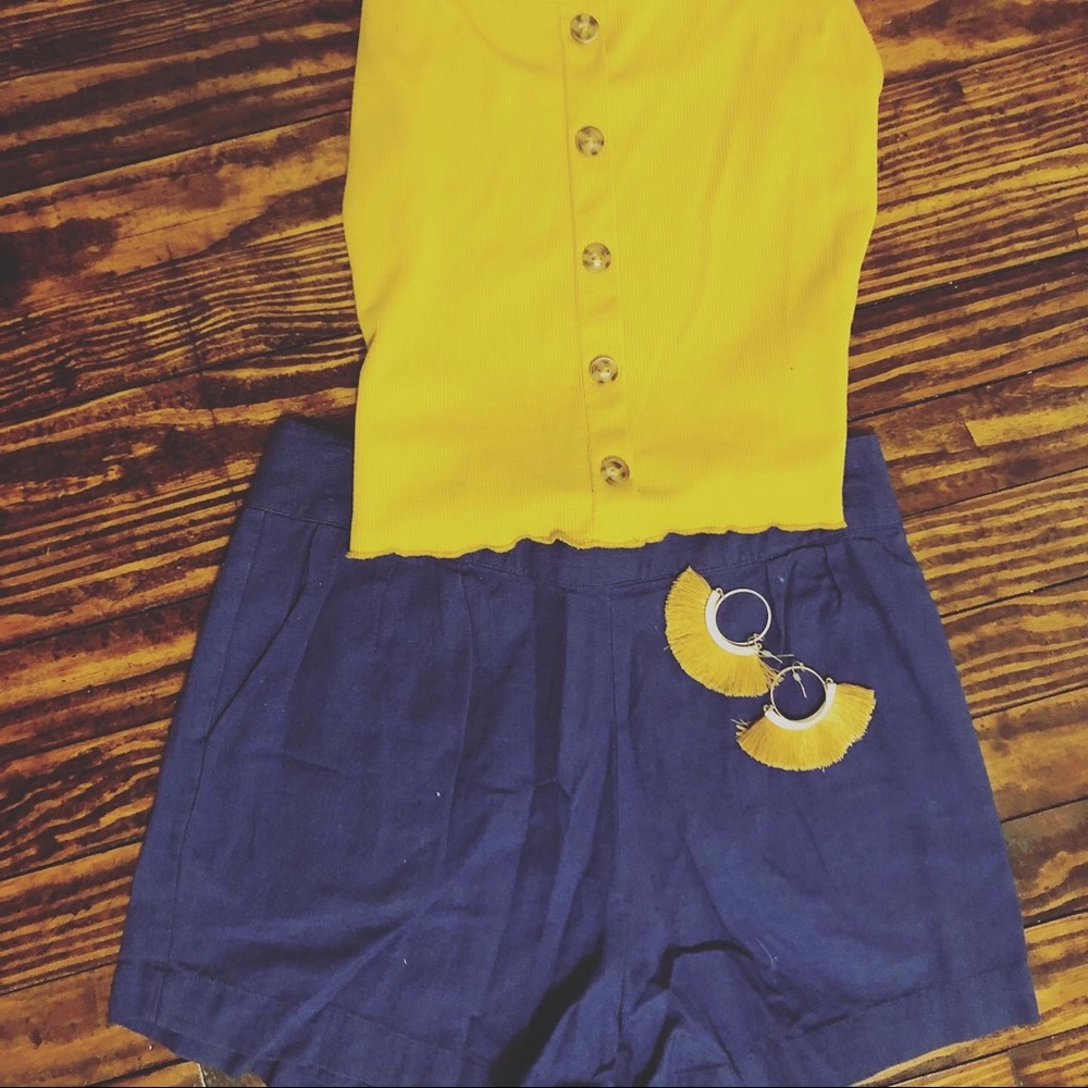 Blue linen shorts